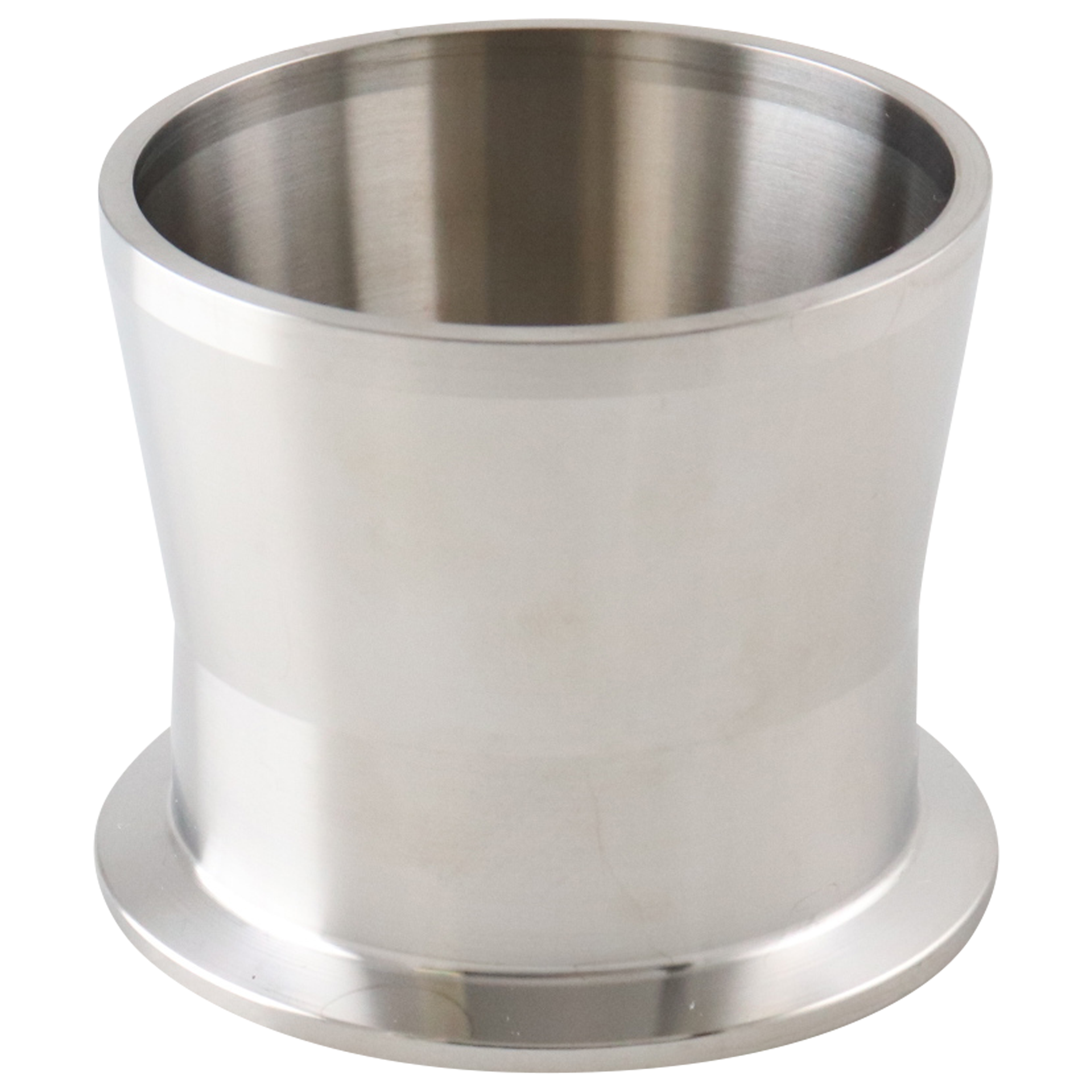 adapter, 2.5-inch Tri-Clamp to 2.5-inch butt-weld, Schedule 10 pipe, made from 316L SA479 stainless steel, with 2.5-inch overall length