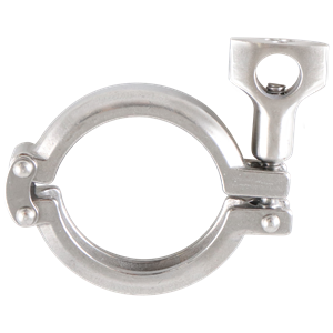 Heavy-duty two-piece clamp with double pin design, 2-inch Tri-Clamp, DN50 DIN 32676 standard, made from 304 stainless steel.