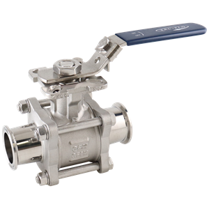 ball valve, 1.5-inch Tri-Clamp, made from 316L stainless steel, with PTFE cavity fill, QSM design