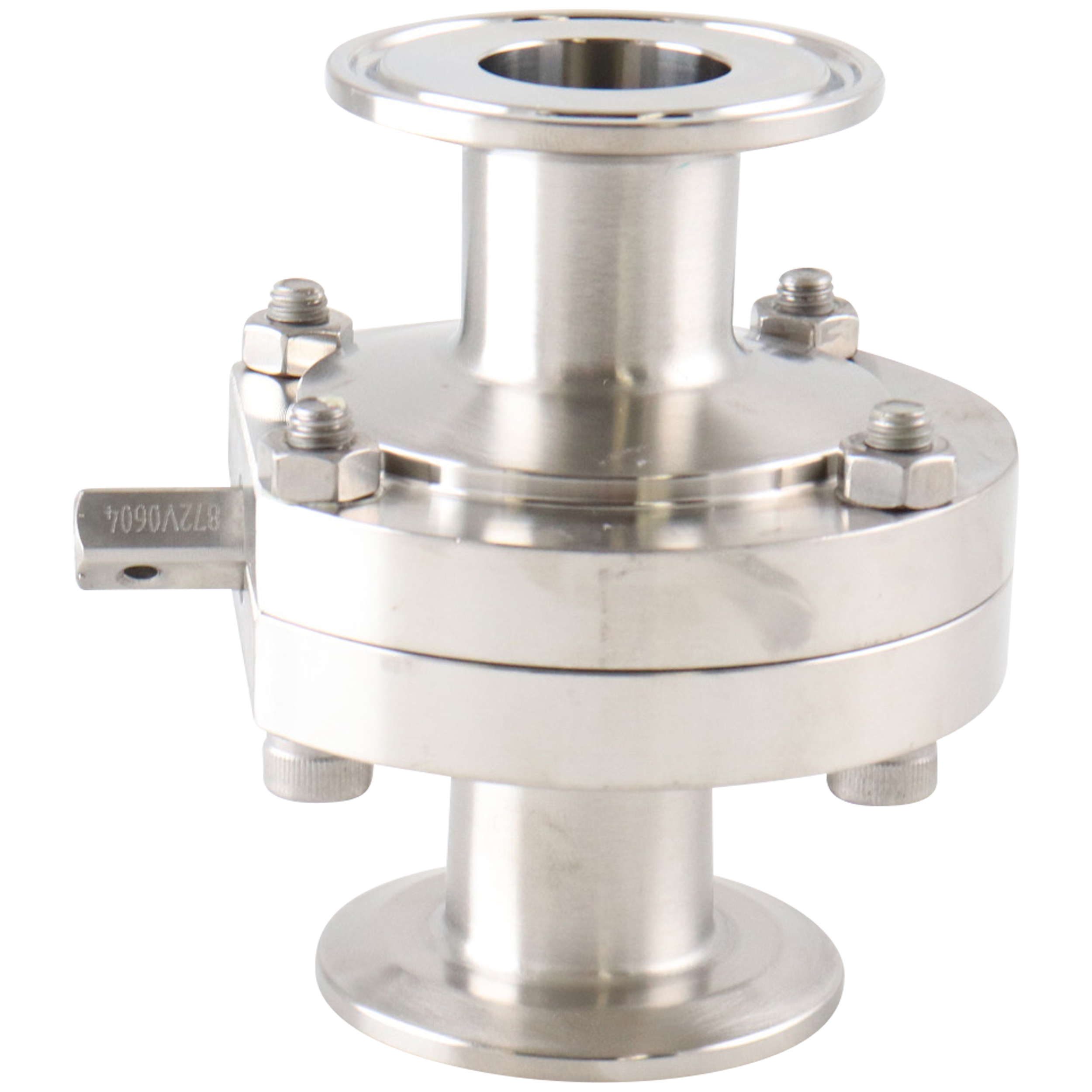 butterfly valve, 1-inch Tri-Clamp, made from 316L stainless steel, with EPDM seat, no handle included
