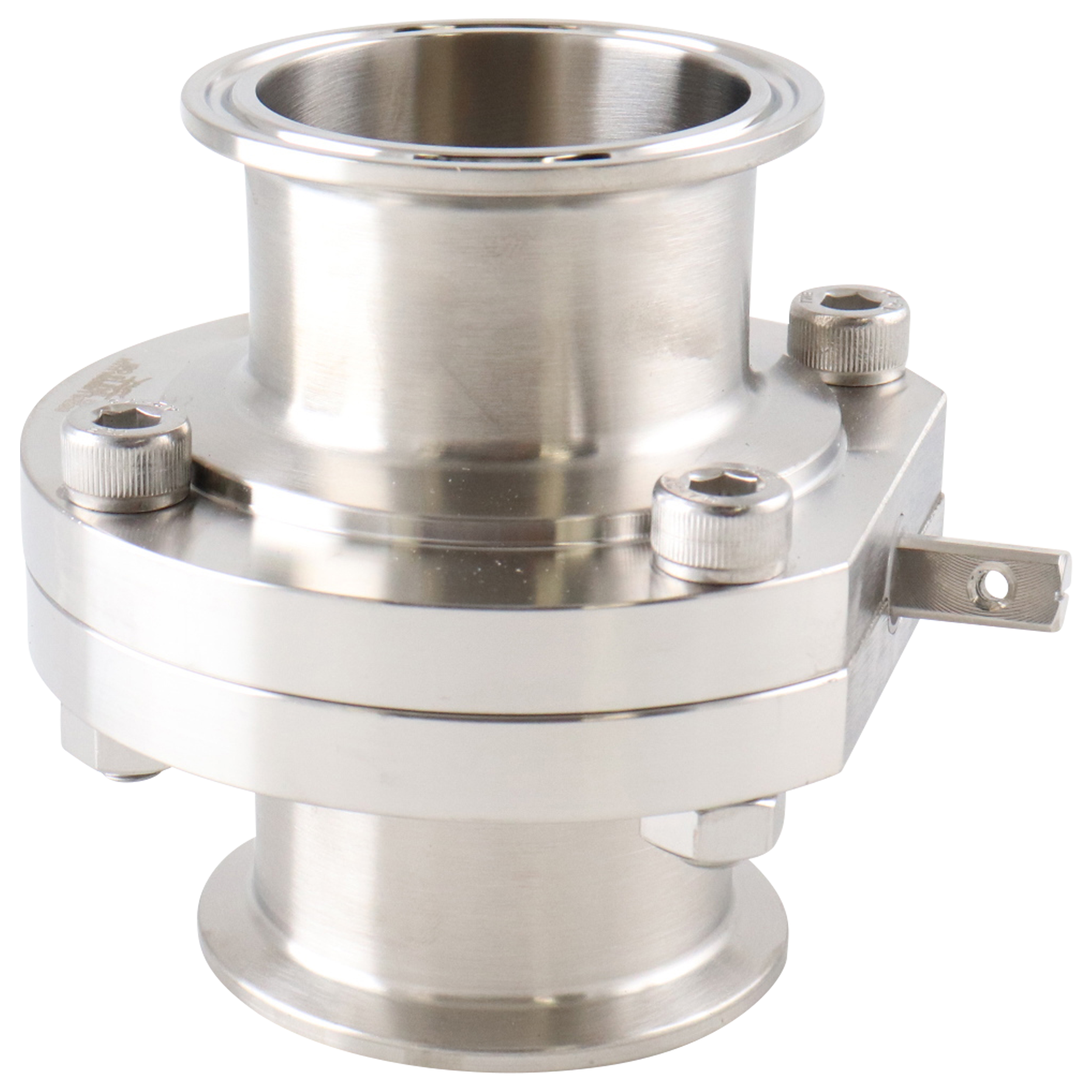 butterfly valve, 2-inch Tri-Clamp, made from 316L stainless steel, with Viton seat, no handle included