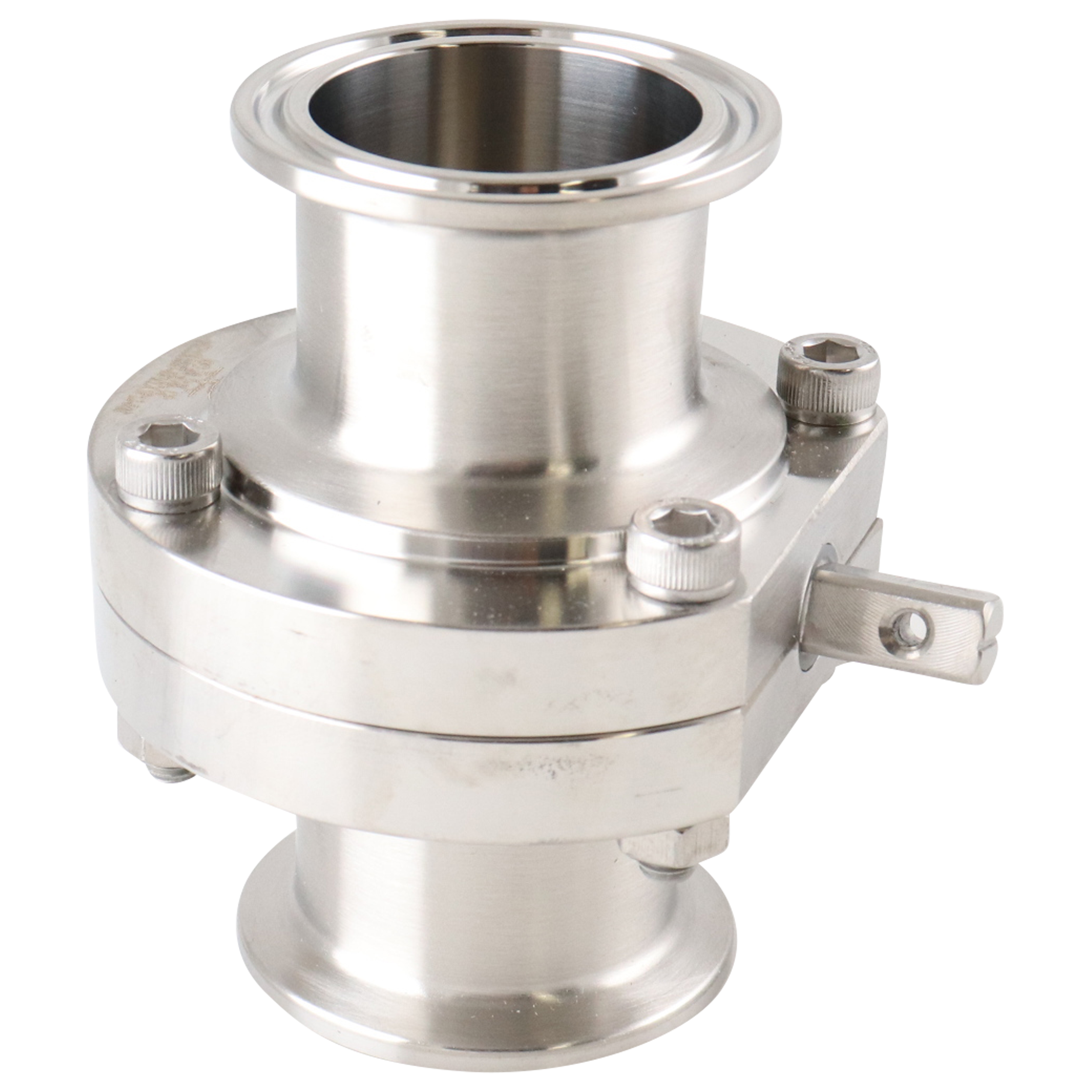 Butterfly valve, 1.5-inch Tri-Clamp, made from 316L stainless steel with EPDM seat, no handle included