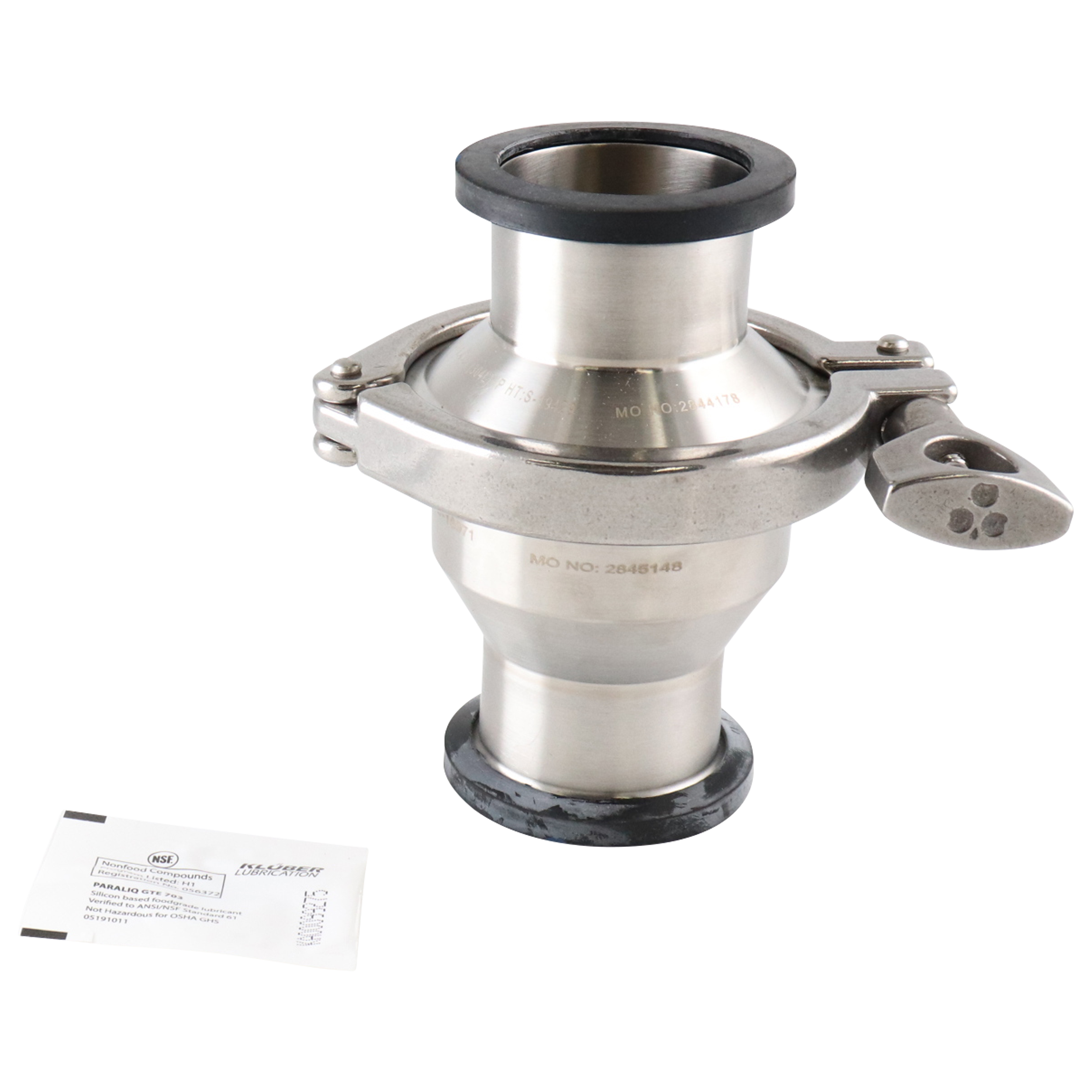 Spring Check Valve, 2-inch tri-clamp connection, made of 304 stainless steel, with an EPDM seat.