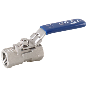 Ball valve with a 0.25-inch female pipe thread, featuring a PTFE seat, reduced port, and one-piece design, constructed from 316L stainless steel by QSM.