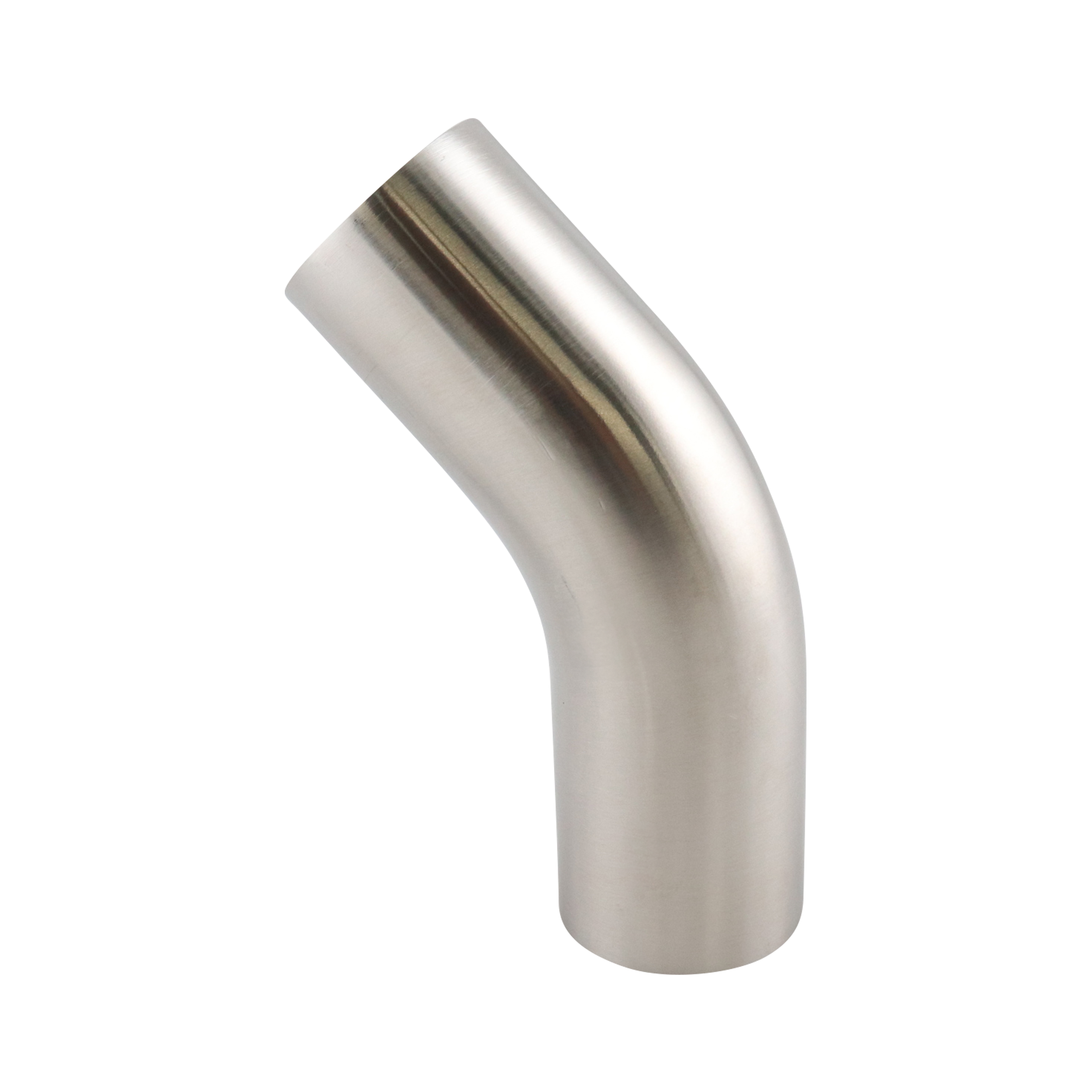 45-degree elbow with dimensions 1.5-inch butt weld, made from 316L stainless steel, featuring a 15RA EP internal finish only, SF4 BPE compliant.
