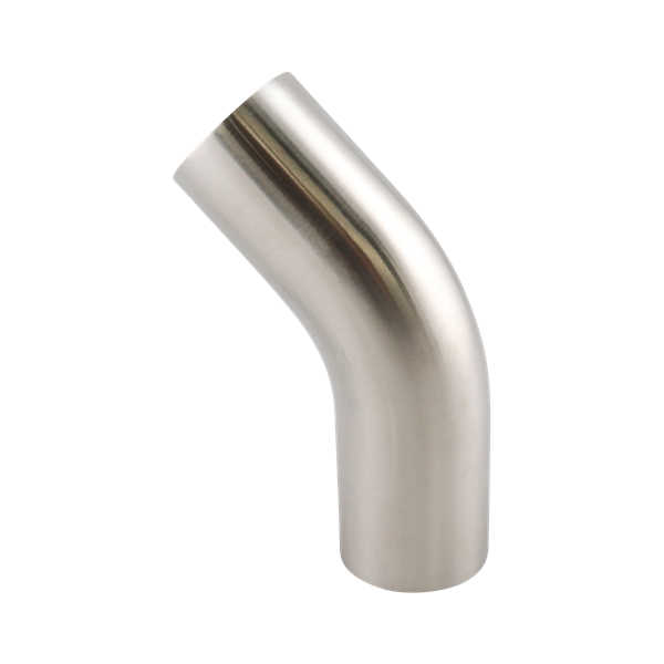 45-degree elbow with dimensions 1.5-inch butt weld, made from 316L stainless steel, featuring a 15RA EP internal finish only, SF4 BPE compliant.