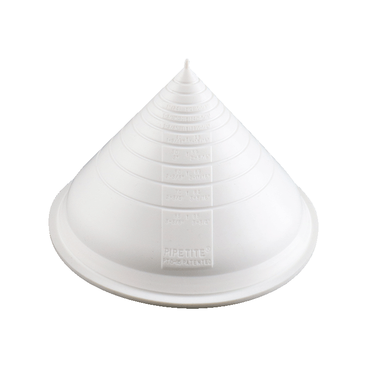 Pipetite grommet, size 3, fits diameters of 0 to 3.74 inches, with a full cone design for a 4.125-inch hole.