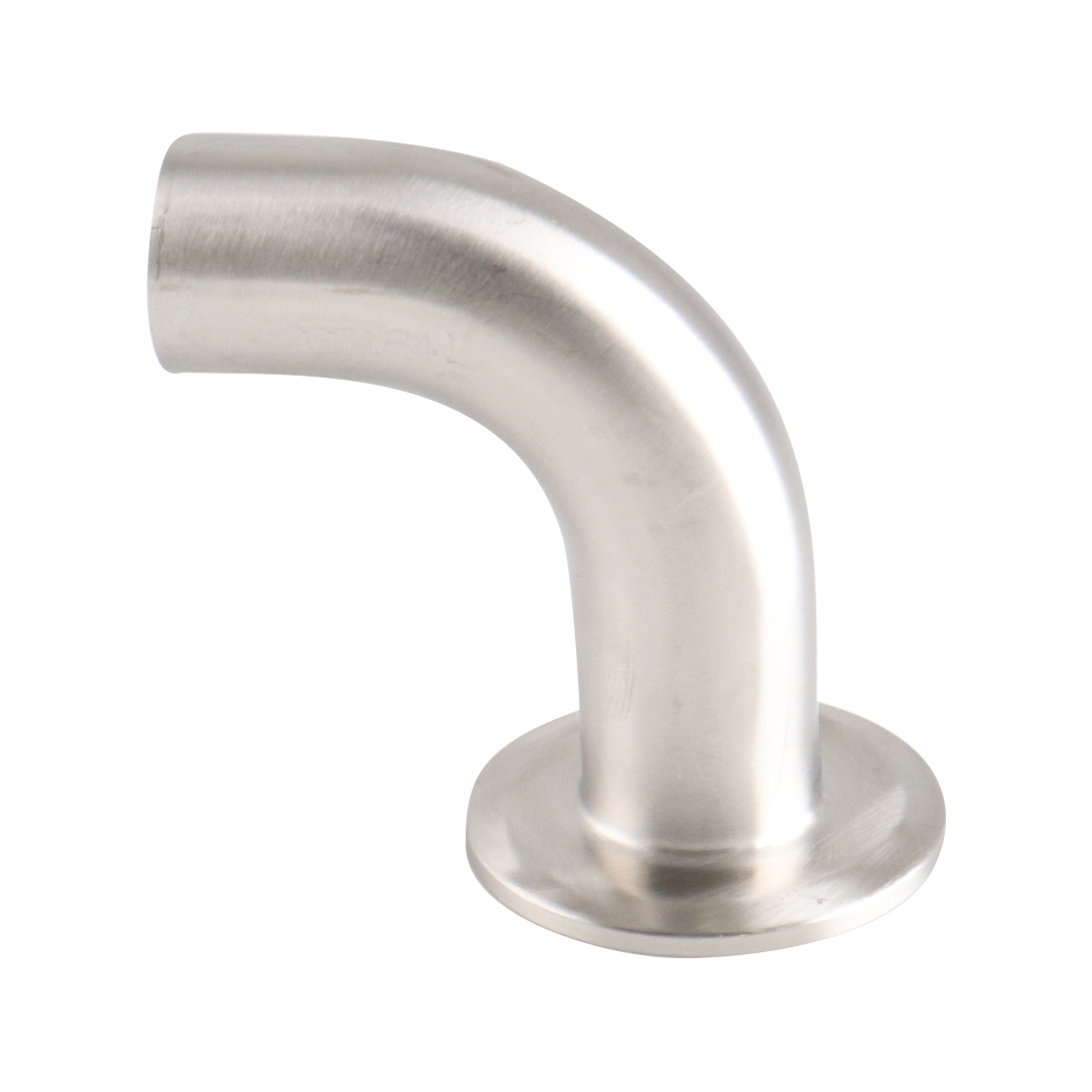 90-degree elbow: 1-inch butt weld to tri-clamp, made from 304 stainless steel, with a 32RA internal and outer finish.