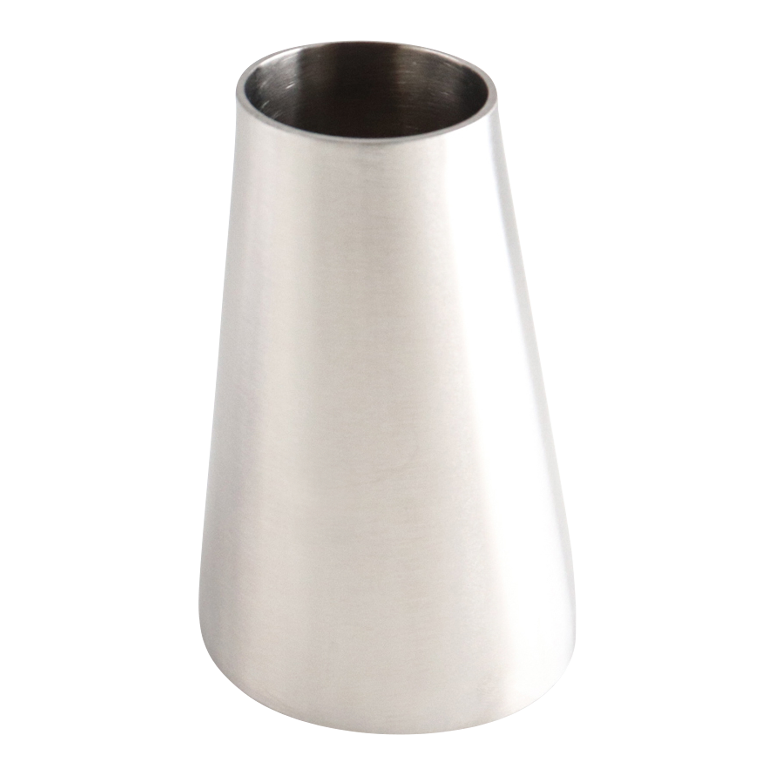 Eccentric reducer, 2.5-inch by 1.5-inch butt weld connection, made of 316L stainless steel, 4-inch overall length, with a 32RA inner diameter and outer diameter finish.