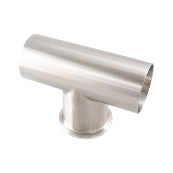 Tee, 1.5-inch butt weld run to tri-clamp branch, made of 316L stainless steel, with a 20RA inner diameter and 32RA outer diameter, compliant with SF1 BPE standards.