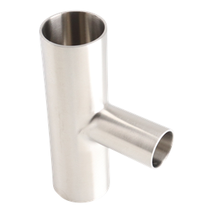 reducing tee, 1.5-inch x 1-inch butt-weld, made from 316L stainless steel, with 32RA interior and exterior surface finish
