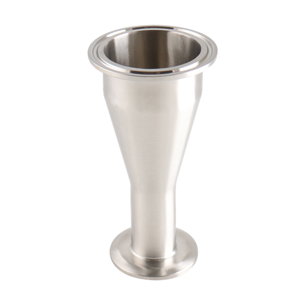 concentric reducer, 2-inch x 1.5-inch Tri-Clamp, made from 304 stainless steel, with 3-inch overall length and 32RA interior and exterior surface finish
