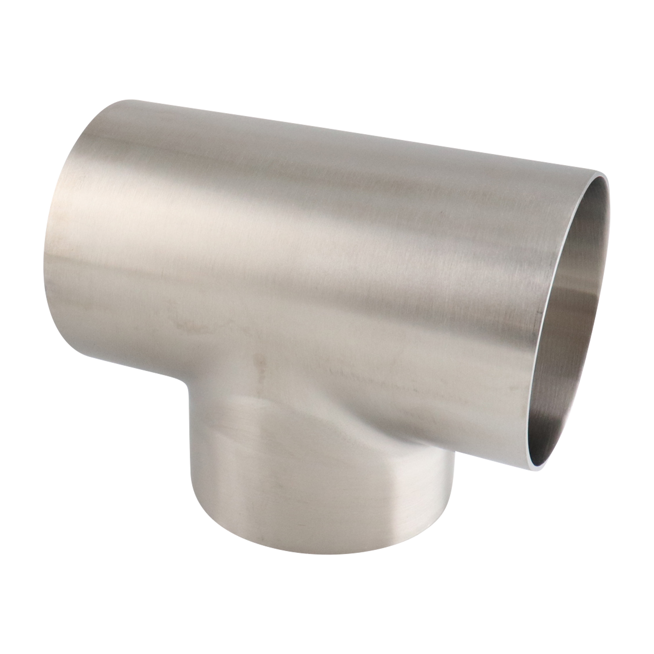 Short tee for 3-inch butt weld connection, made of 304 stainless steel, with a 32RA inner and outer diameter finish.