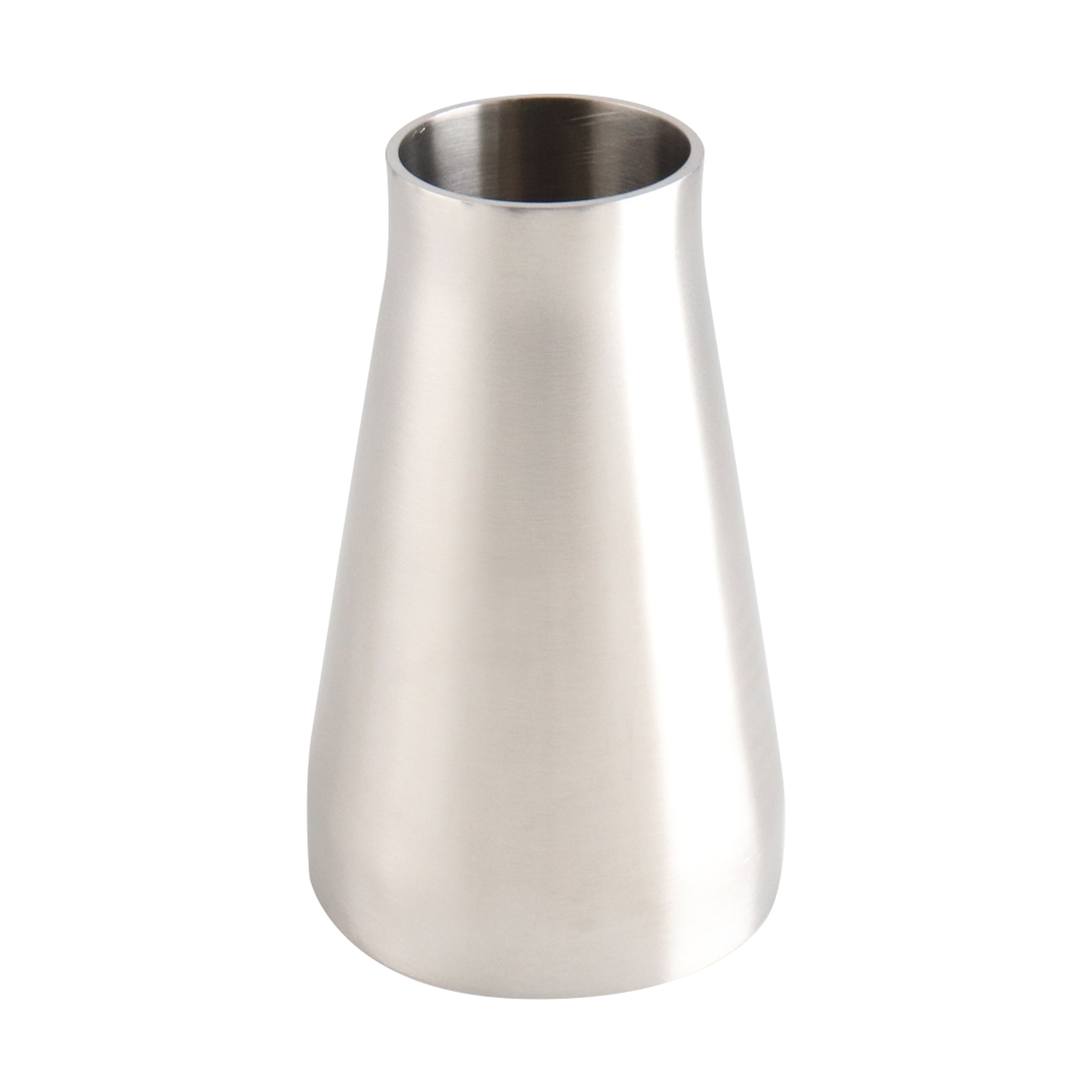 Concentric Reducer, 2.5-inch to 1.5-inch butt weld connection, made of 316L stainless steel, with a 4-inch overall length, 32RA inner diameter, and 32RA outer diameter.