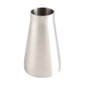 Concentric Reducer, 2.5-inch to 1.5-inch butt weld connection, made of 316L stainless steel, with a 4-inch overall length, 32RA inner diameter, and 32RA outer diameter.