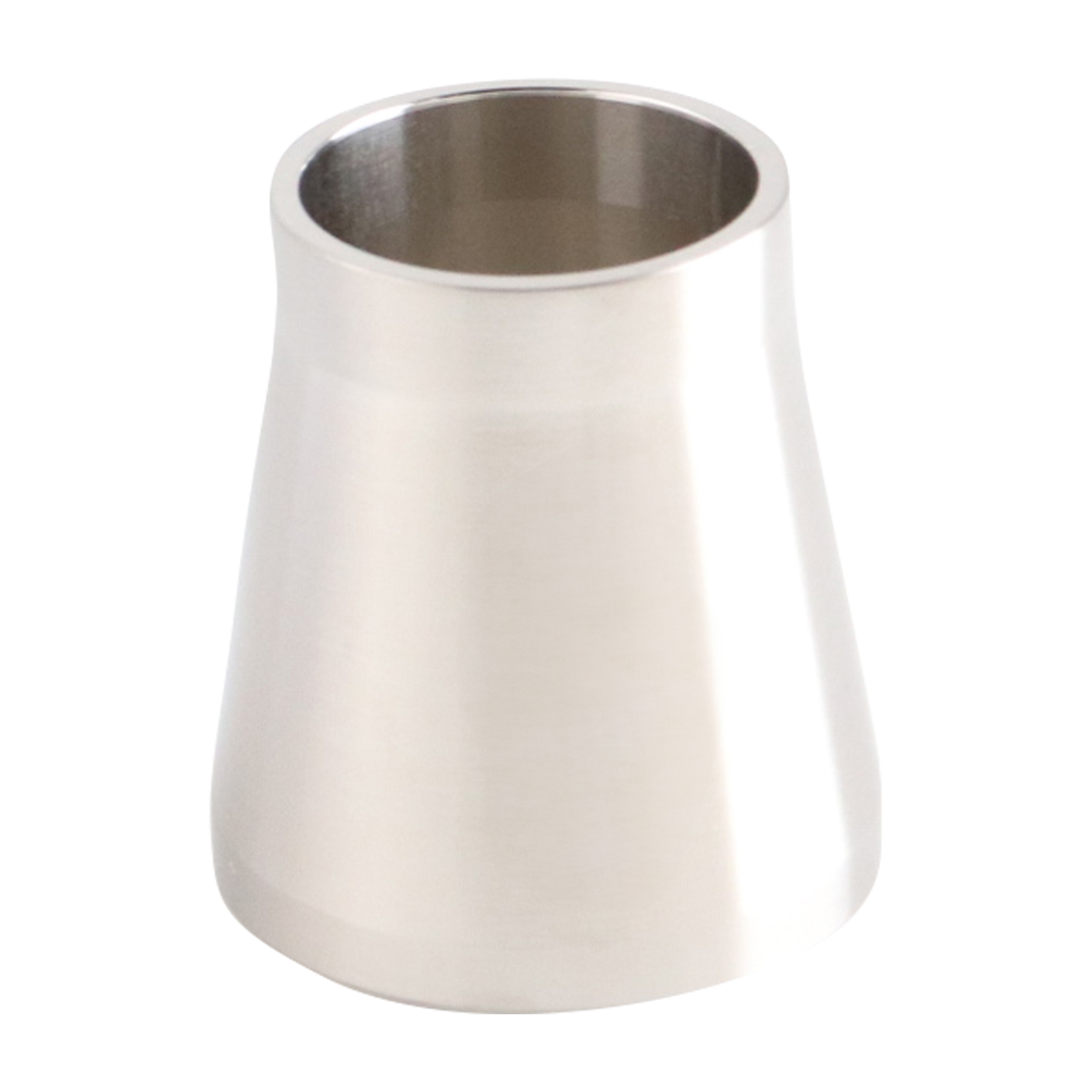 Adapter with a 1-inch schedule 40 pipe to 1-inch butt weld tube connection, made of 316L stainless steel, with a 1.5-inch overall length.