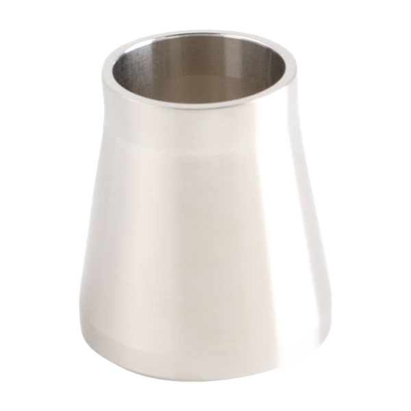Adapter with a 1-inch schedule 40 pipe to 1-inch butt weld tube connection, made of 316L stainless steel, with a 1.5-inch overall length.