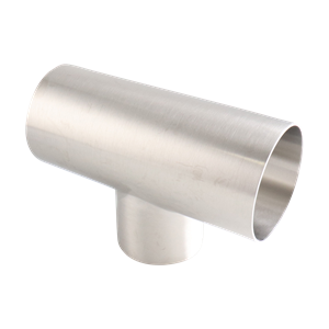reducing tee, 3-inch x 2.5-inch butt-weld, made from 304 stainless steel, with 32RA interior and exterior surface finish