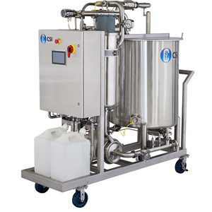 Compact CIP Trueclean 100 gal 5Hp 480v heat exchanger 2 chemical pumps