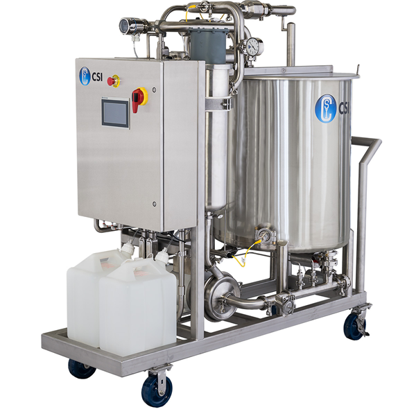 Compact CIP Trueclean 100 gal 5Hp 480v heat exchanger 2 chemical pumps