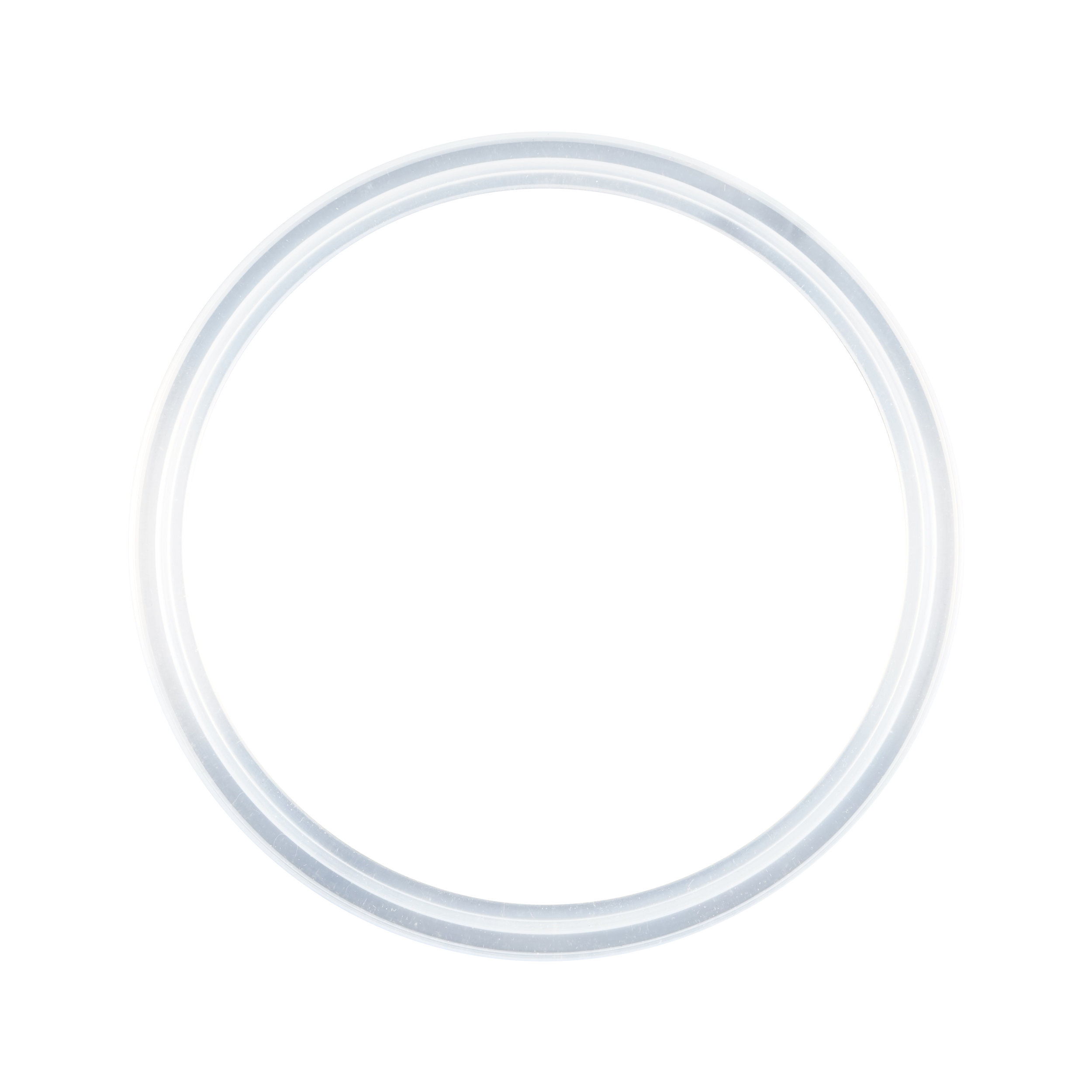 Gasket for 6-inch tri-clamp connection, made from platinum-cured silicone, USP Class VI compliant.