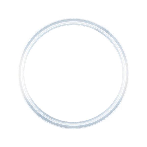 Gasket for 6-inch tri-clamp connection, made from platinum-cured silicone, USP Class VI compliant.