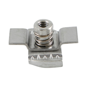 Unistrut Clip Nut, 1/4-20 thread, made of 304 stainless steel, fits all groups.