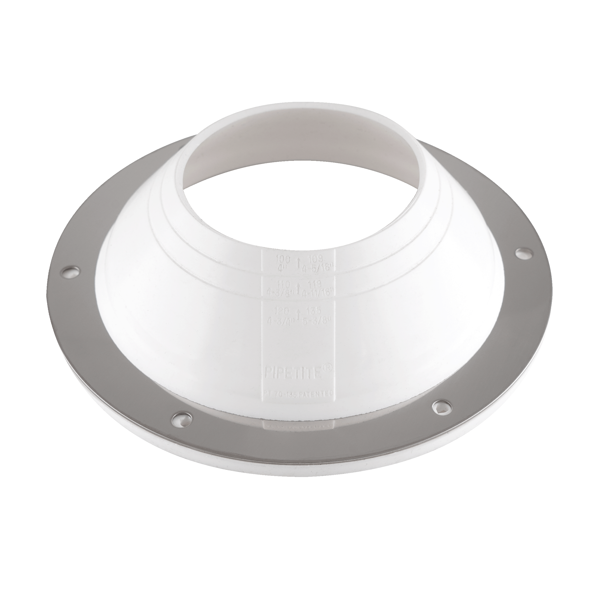precut PIPETITE wall boot, size 4, designed to seal 4-inch openings, ideal for hygienic installations