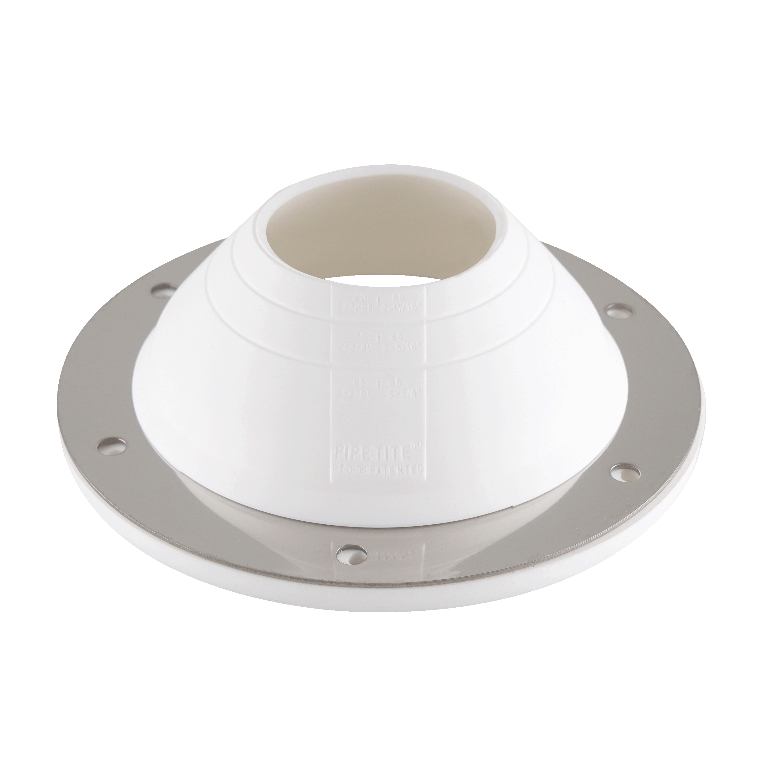 Pipetite wall boot, size 3, precut to fit 2.5-inch openings, designed for secure and hygienic installations.