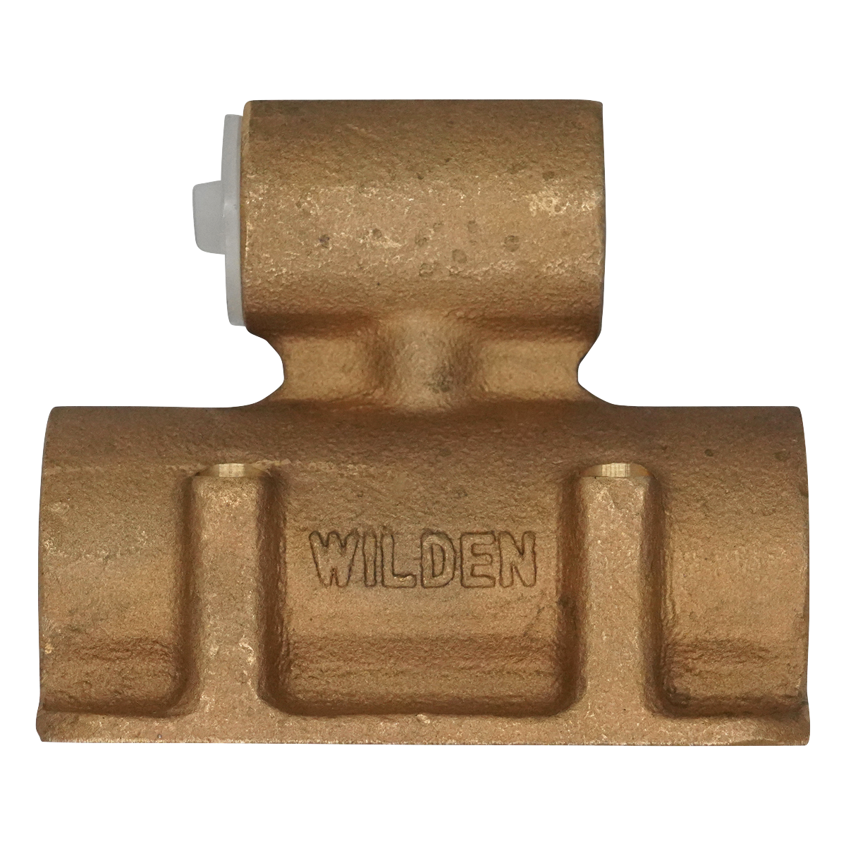 Air valve assembly with a brass finish, designed for T2 Wilden pumps.