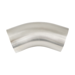 45-degree elbow with a 4-inch butt weld connection, constructed from 316L stainless steel, with a 20RA internal finish only, SF1 BPE compliant.