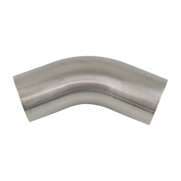 45-Degree Elbow, 1.5-inch butt weld connection, made of 316L stainless steel, with a 20RA inner diameter, compliant with SF1 BPE standards.