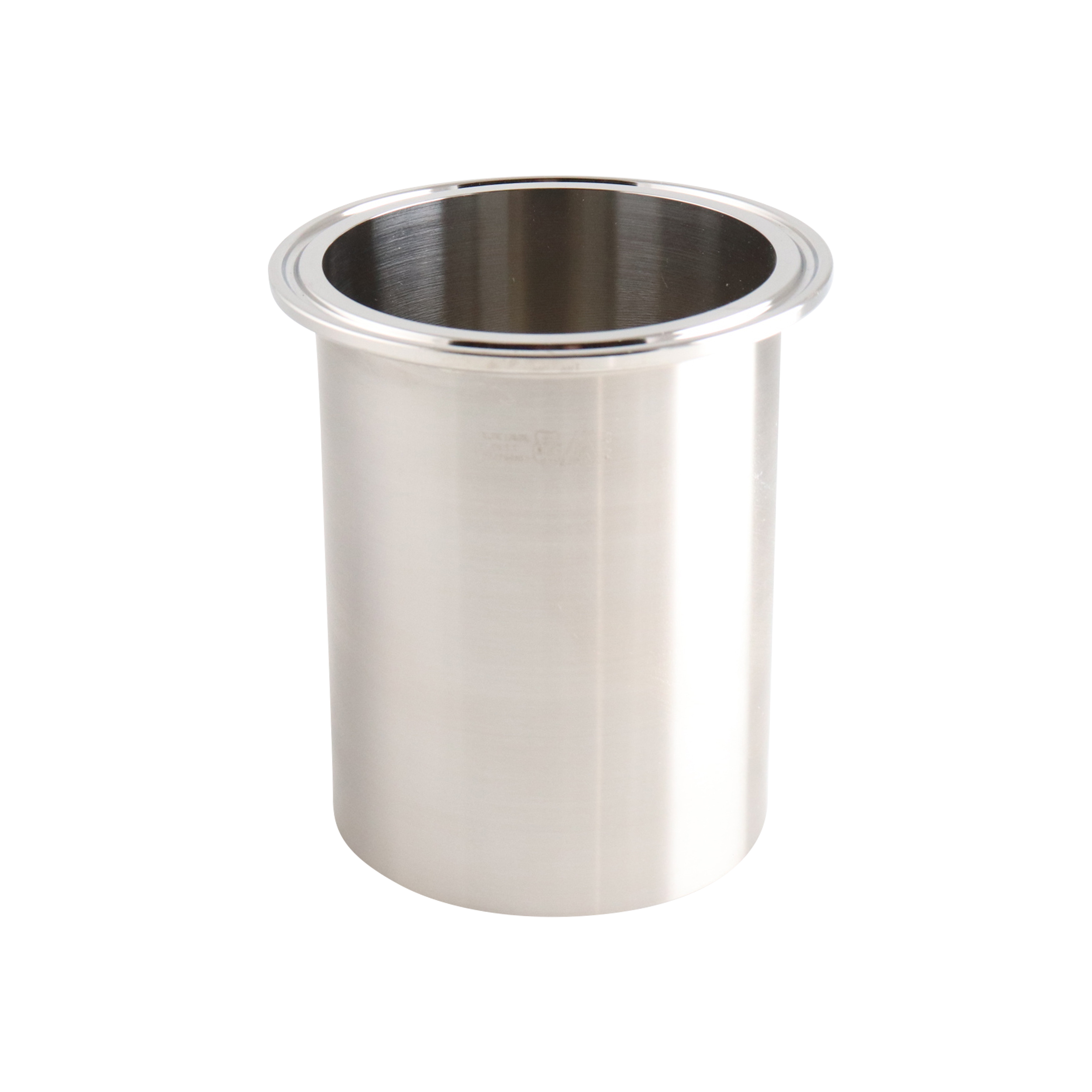 light tank ferrule, 3-inch Tri-Clamp, made from 316L stainless steel, with 4-inch overall length and 32RA interior and exterior surface finish
