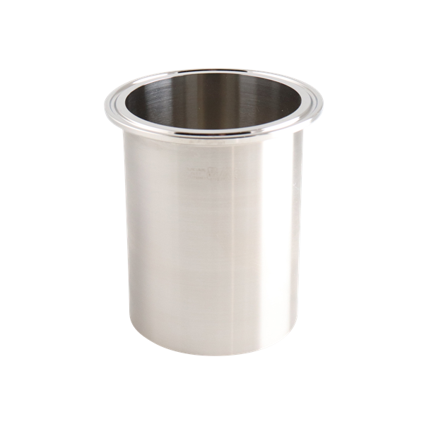 light tank ferrule, 3-inch Tri-Clamp, made from 316L stainless steel, with 4-inch overall length and 32RA interior and exterior surface finish
