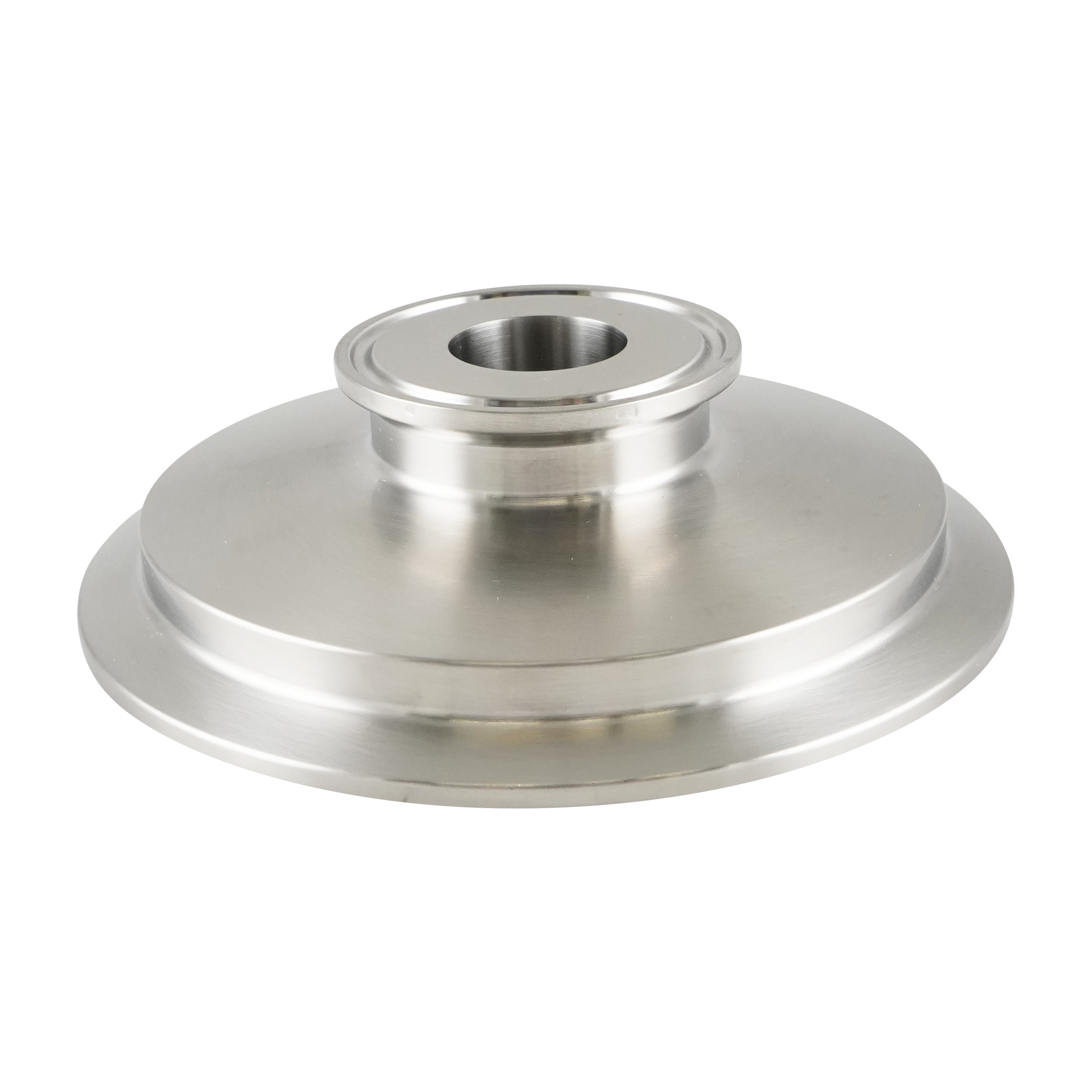 Conical instrument gauge reducer 4x1.5 tri-clamp 316L 1.25" OAL 20Ra ID 32Ra OD