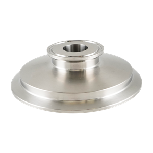 Conical instrument gauge reducer 4x1.5 tri-clamp 316L 1.25" OAL 20Ra ID 32Ra OD
