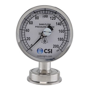 Pressure gauge 2" tri-clamp bottom mount 0-200 PSI 3.5" dial glycerin fill