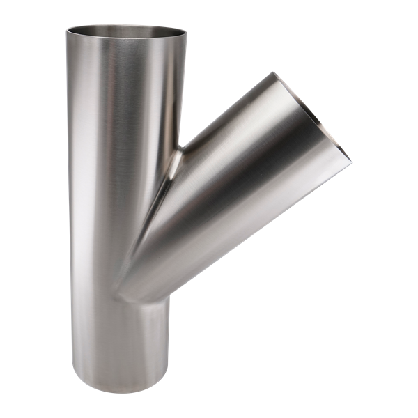 Lateral fitting, 4-inch size, Butt Weld connection, made of 316L stainless steel, 32RA internal and external surface finish.
