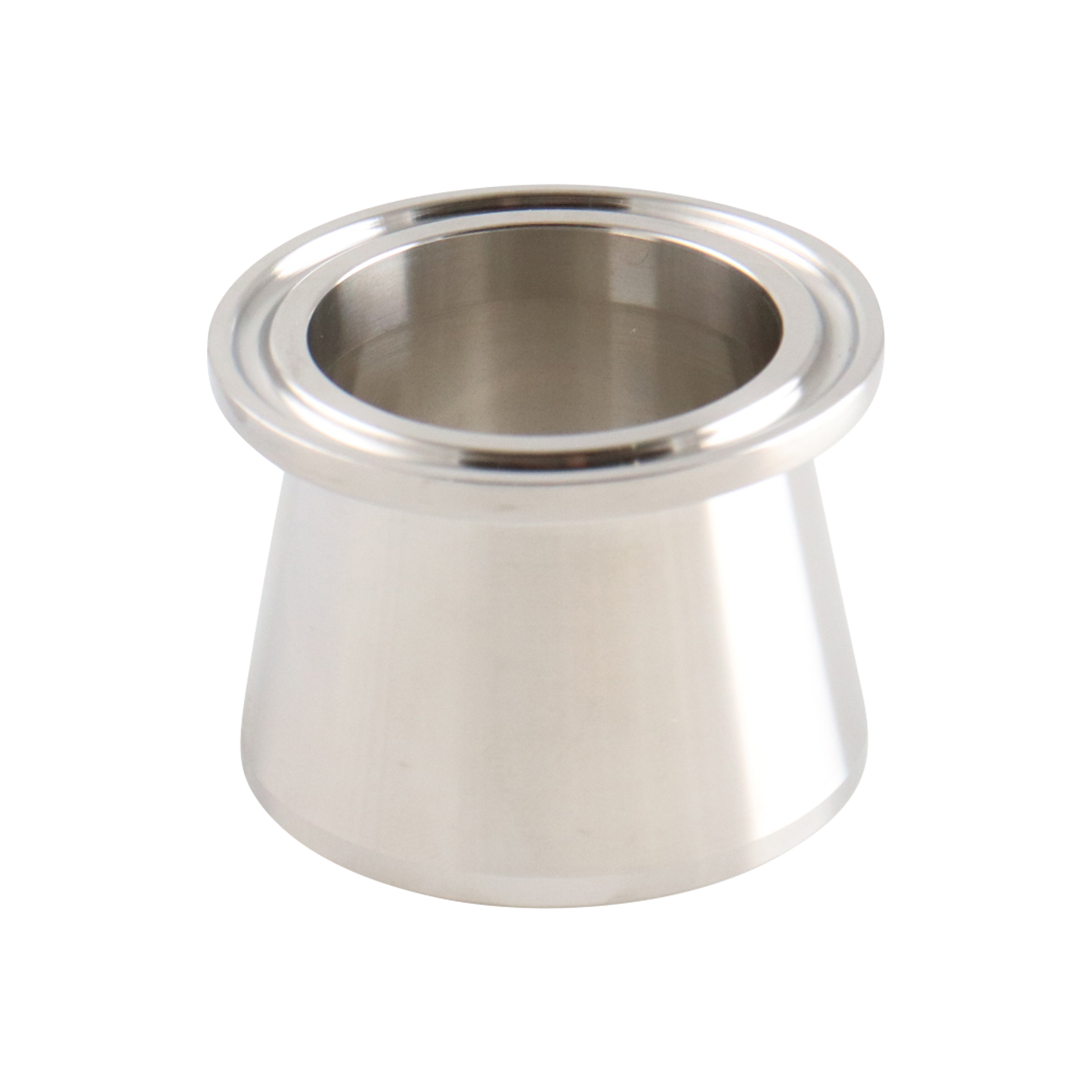 adapter, 1.5-inch Tri-Clamp to 1.5-inch butt-weld, Schedule 40 pipe, made from 316L SA479 stainless steel, with 1.5-inch overall length