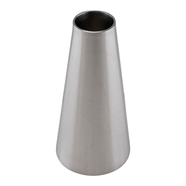 Concentric reducer with a 2-inch by 1-inch butt weld connection, made of 304 stainless steel, 4 inches in overall length, 32RA inner diameter finish, and 32RA outer diameter finish.
