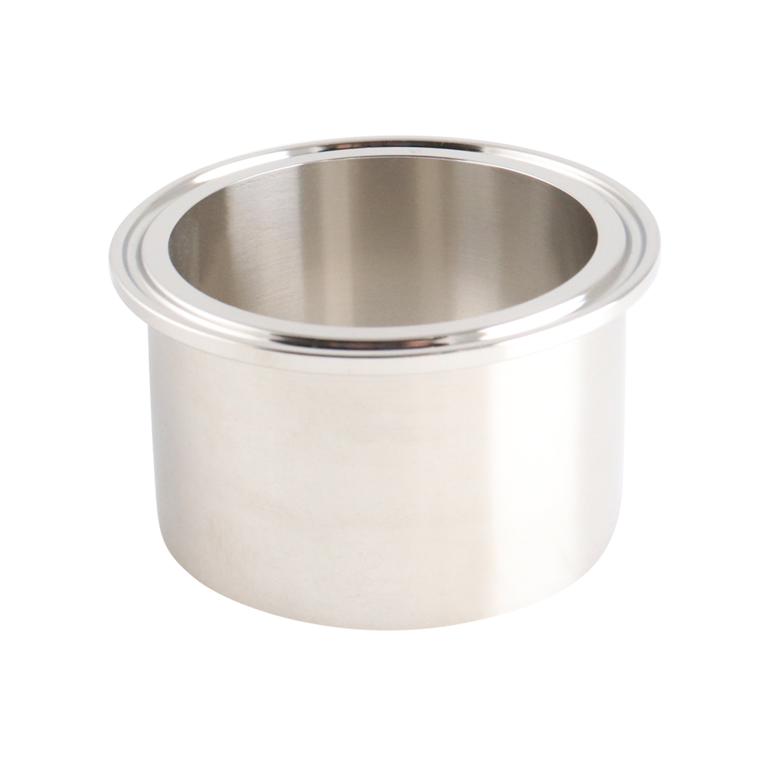 Heavy wall tank ferrule 2.5" tri-clamp 304 1.75" OAL 0.16 wall thickness 32Ra inner diameter 32Ra outer diameter