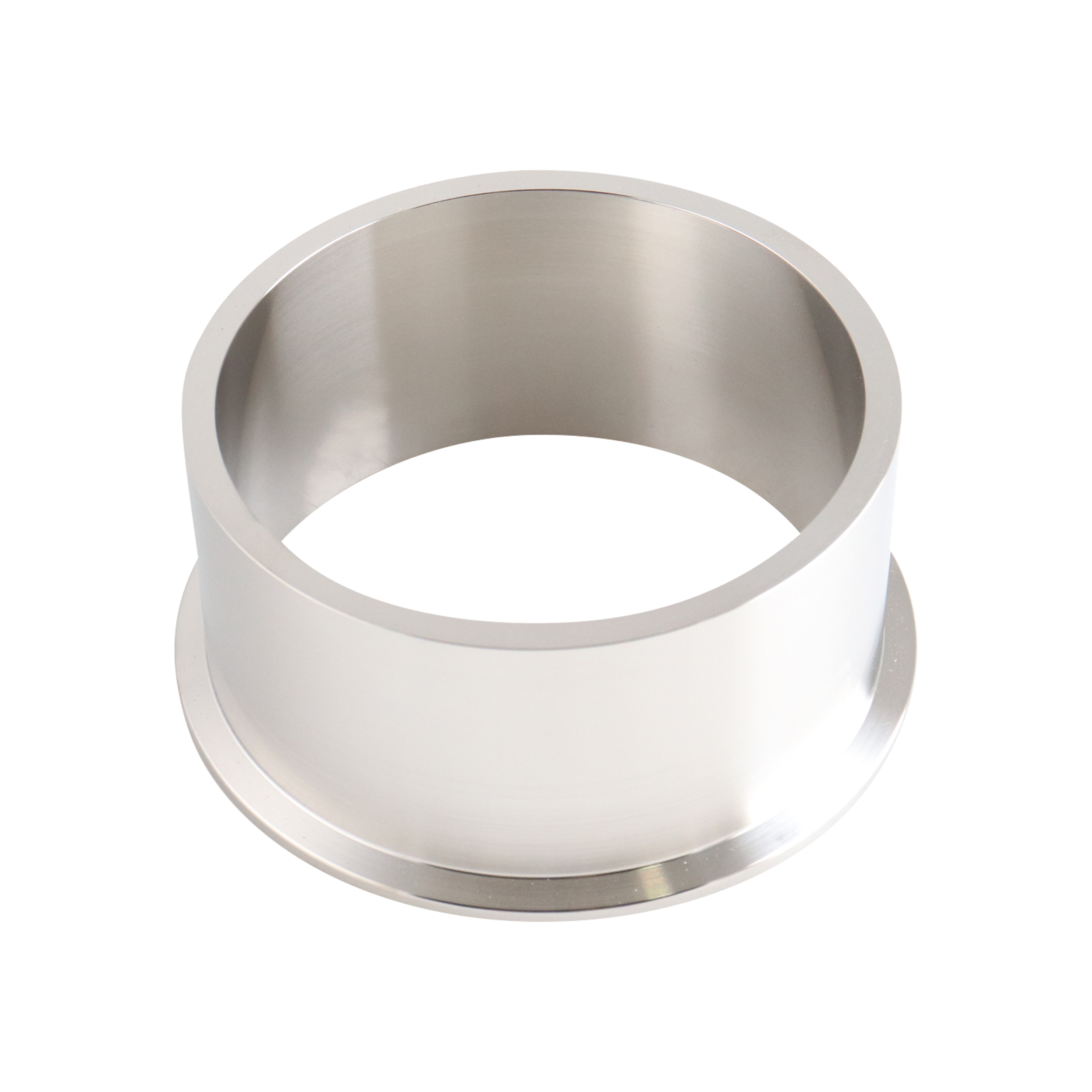 Heavy-wall tank ferrule for 4-inch tri-clamp connections, constructed from 316L stainless steel, with a 2.125-inch overall length, 0.21-inch wall thickness, 32RA internal and outer finishes.