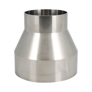 Concentric reducer with dimensions 6-inch x 4-inch butt weld, made from 316L stainless steel, 5.625-inch overall length, featuring a 20RA internal finish and a 32RA outer finish, SF1 BPE compliant.