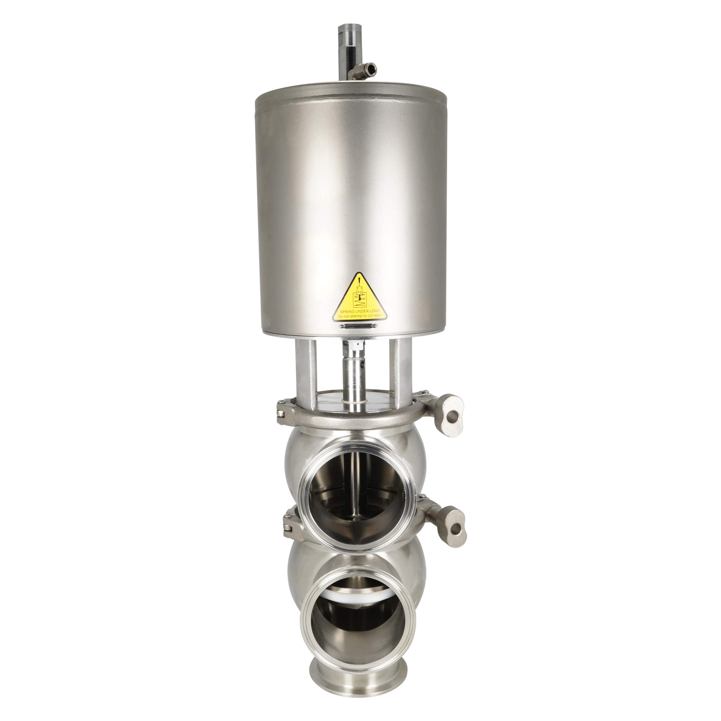 Divert valve with a 3-inch tri-clamp connection, featuring a TR2 plug, EPDM seal, and a normally open configuration.