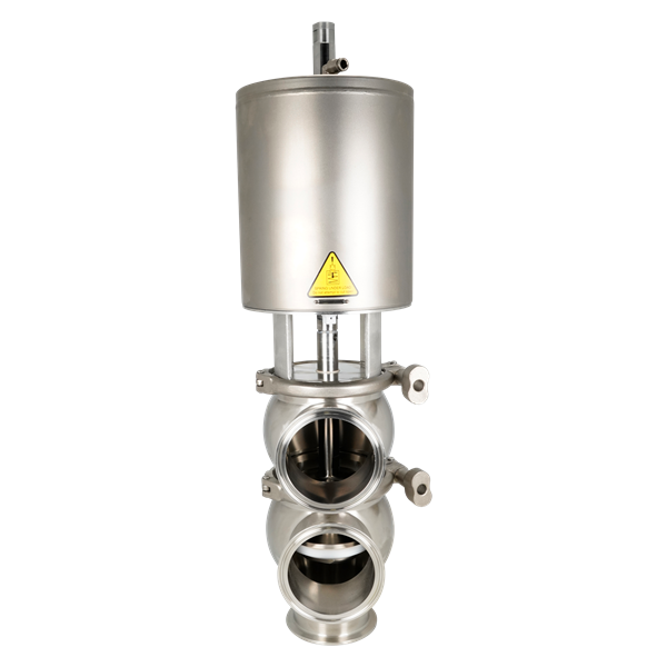 Divert valve with a 3-inch tri-clamp connection, featuring a TR2 plug, EPDM seal, and a normally open configuration.