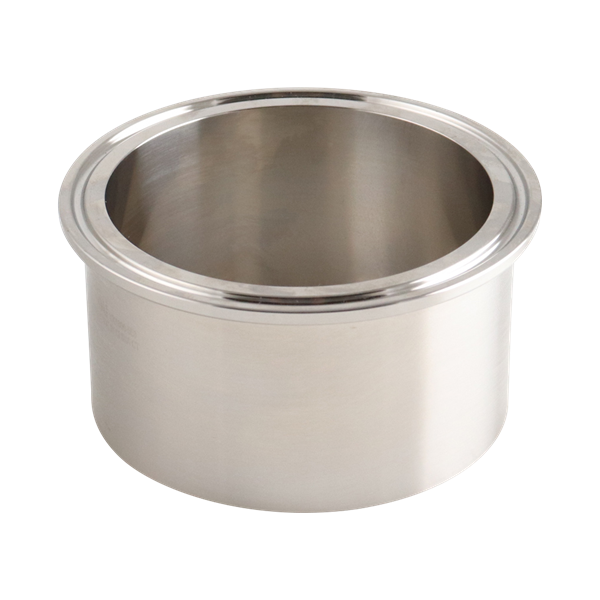 heavy wall tank ferrule, 3-inch Tri-Clamp, made from 304 stainless steel, with 1.81-inch overall length and 0.17-inch wall thickness, with 32RA interior and exterior surface finish
