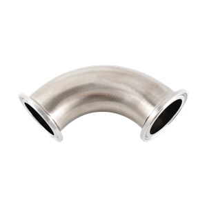 90-degree elbow, 1.5-inch Tri-Clamp, made from 316L stainless steel, with 20RA interior and 32RA exterior surface finish, SF1 BPE compliant

