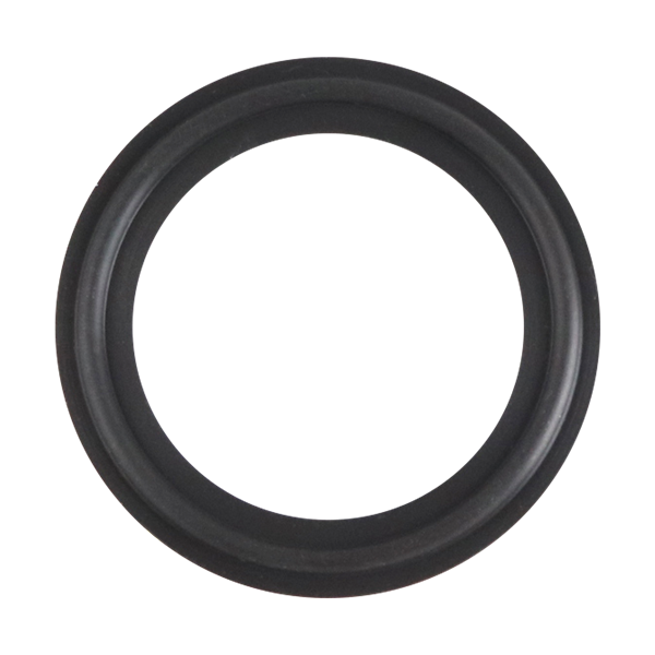 1.5-inch Tri-Clamp gasket, made from black Viton, compliant with USP Class VI standards