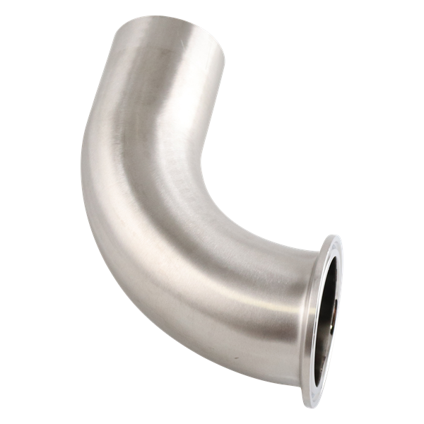 88-degree elbow with dimensions 1.5-inch tri-clamp to butt weld, made from 316L stainless steel, featuring a 15RA EP internal finish and a 32RA outer finish, SF4 BPE compliant.