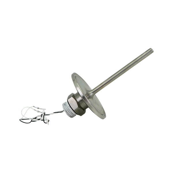 RTD with 6-inch wiring leads, designed for 2-inch tri-clamp connection, featuring a 3.5-inch probe.